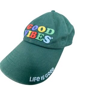 Life is Good Hat Baseball Cap Unisex OS Green Good Vibes Embroidered Nature